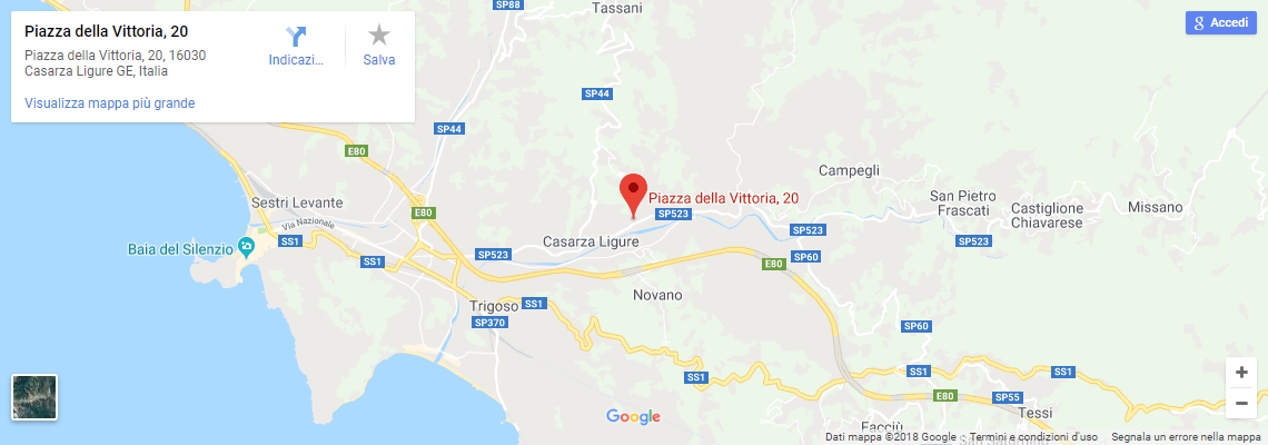 Visualizza la mappa ingrandita della zona di Casarza Ligure dove si trova l'agenzia immobiliare Lago di Casarza Ligure